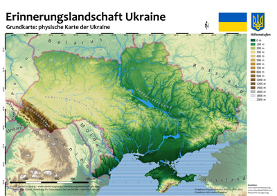 Topographische Karte: Ukraine physisch