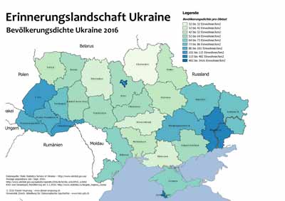 Ukraine Bevölkerungsdichte 2016